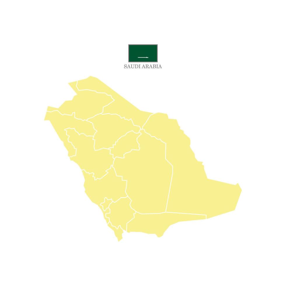 Creamy map of Saudi Arabia's territories, featuring states and borders. White flat design isolated on a white background. Highly detailed illustration. vector