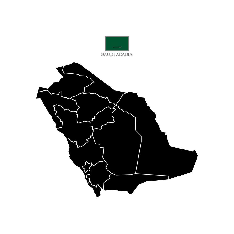Map of Saudi Arabia's territories, featuring states and borders. White flat design isolated on a white background. Highly detailed illustration. vector