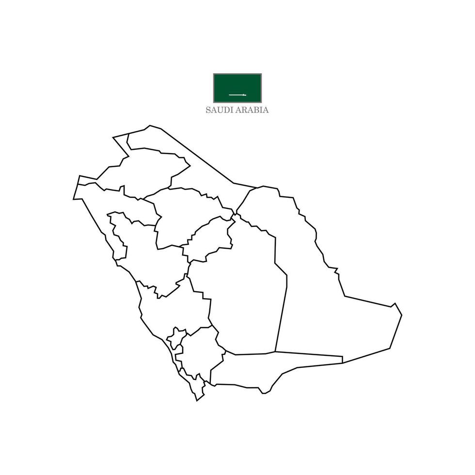 Map of Saudi Arabia's territories, featuring states and borders. An outline design with regions, isolated on a white background. Highly detailed illustration. vector