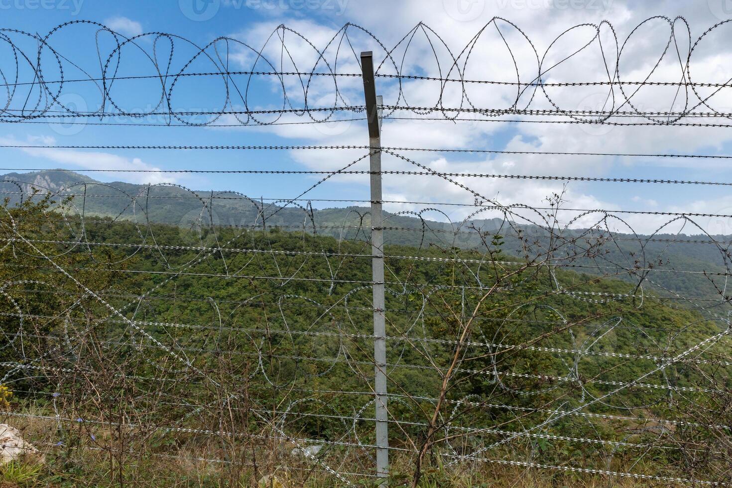 Border area between Iran and Azerbaijan showcasing security measures photo