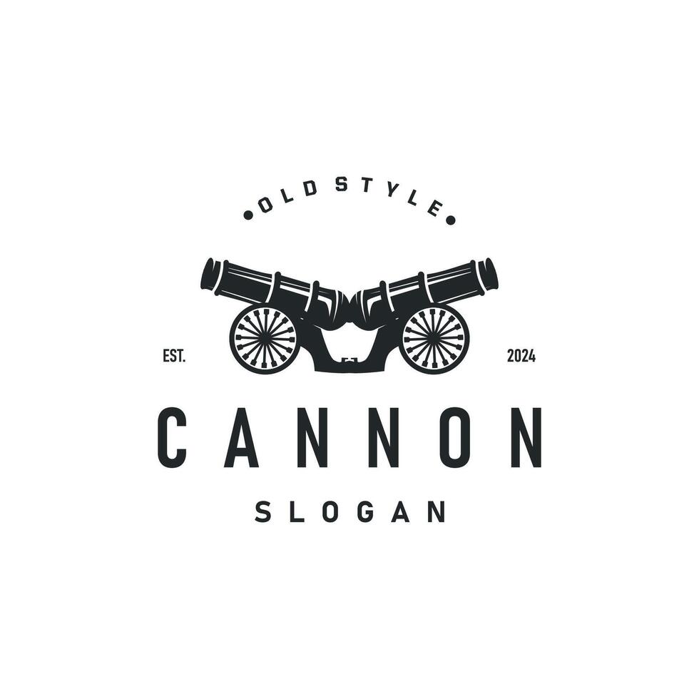simple military cannon logo design army weapon vector