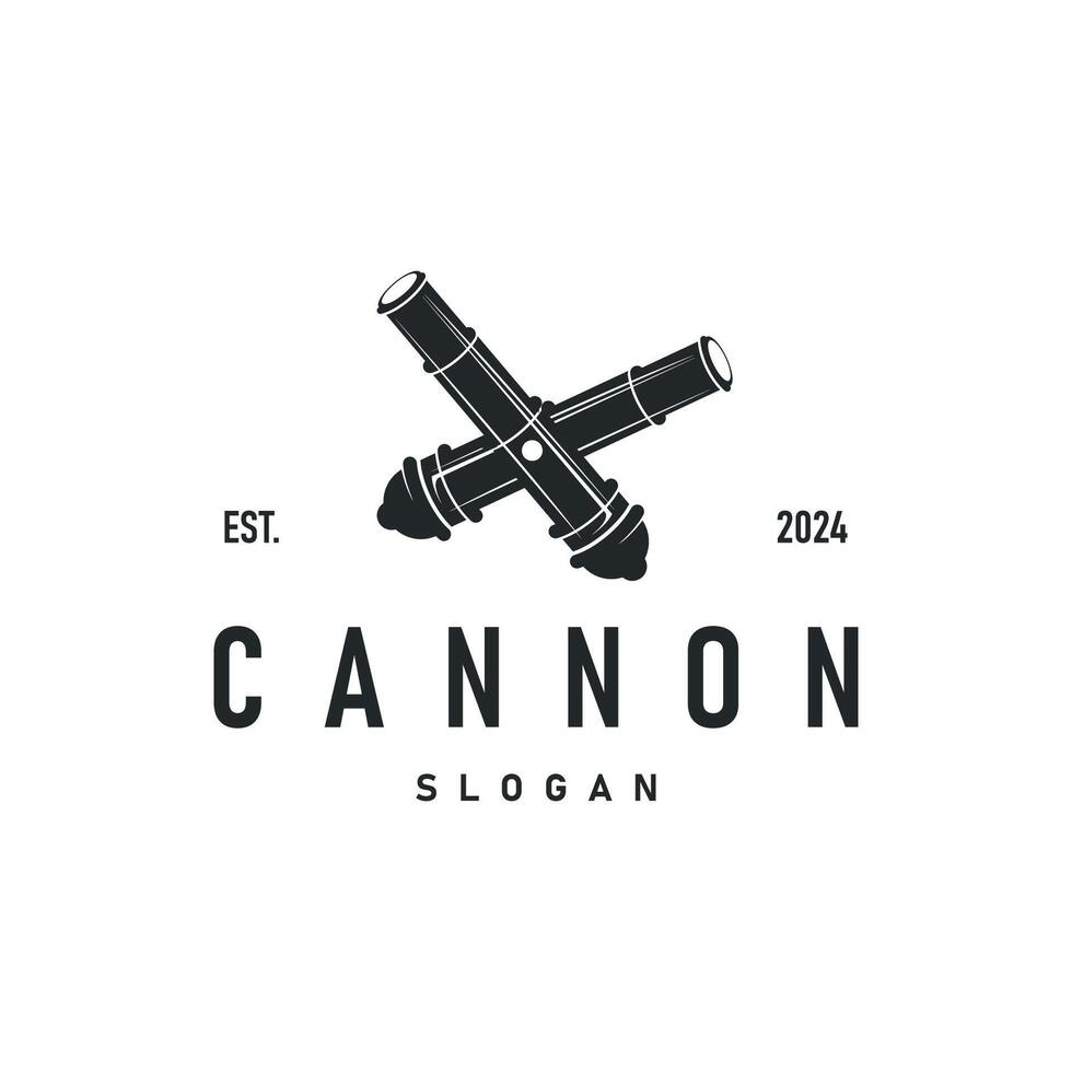 simple military cannon logo design vector