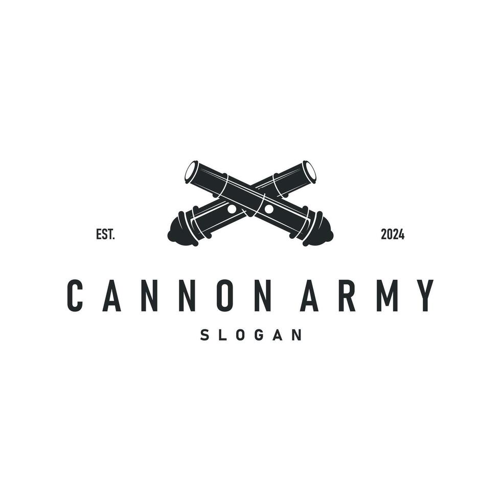 simple military cannon logo design army weapon template illustration symbol vector