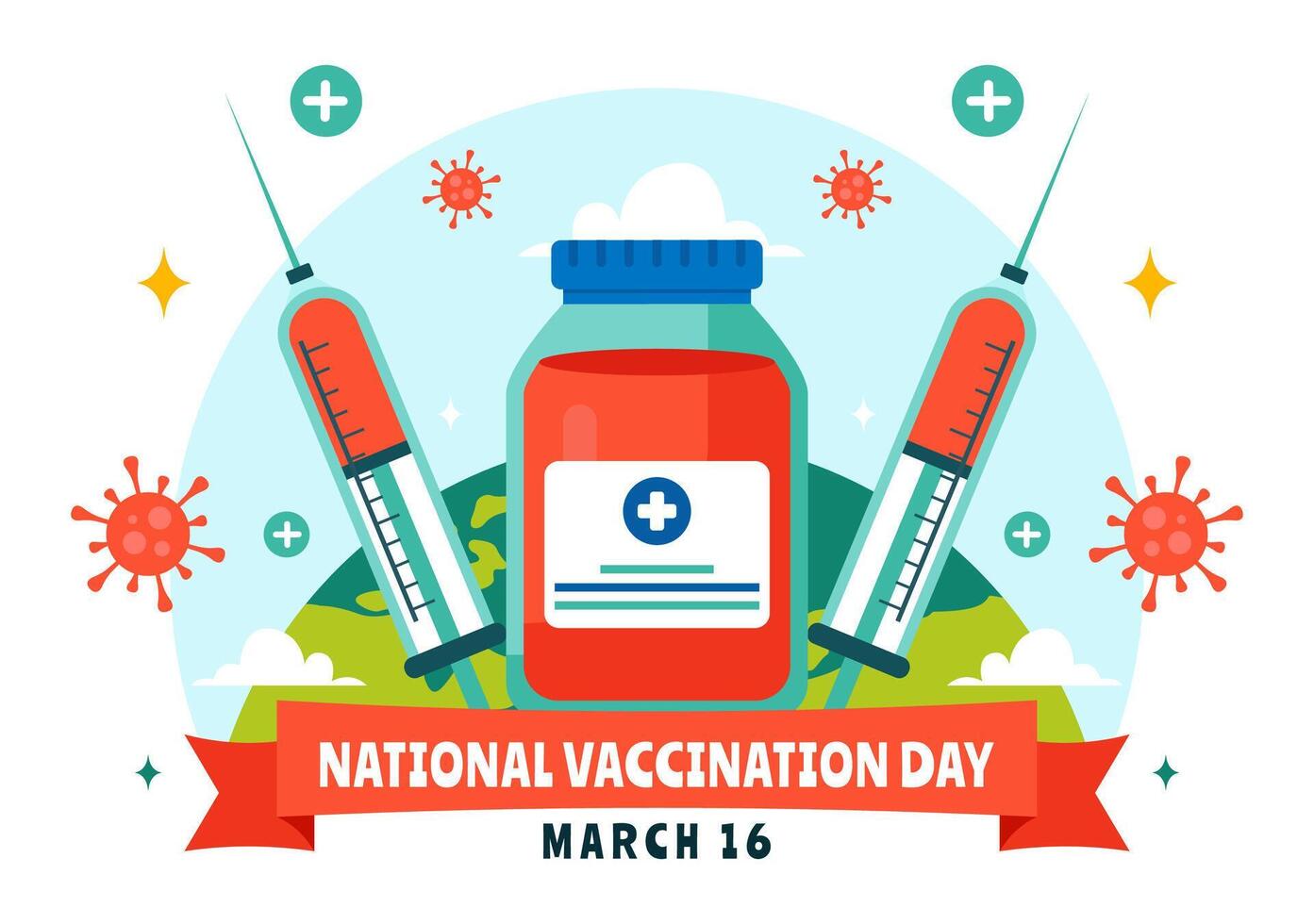 Vaccination Day Art with Health Awareness and Syringe Illustration vector