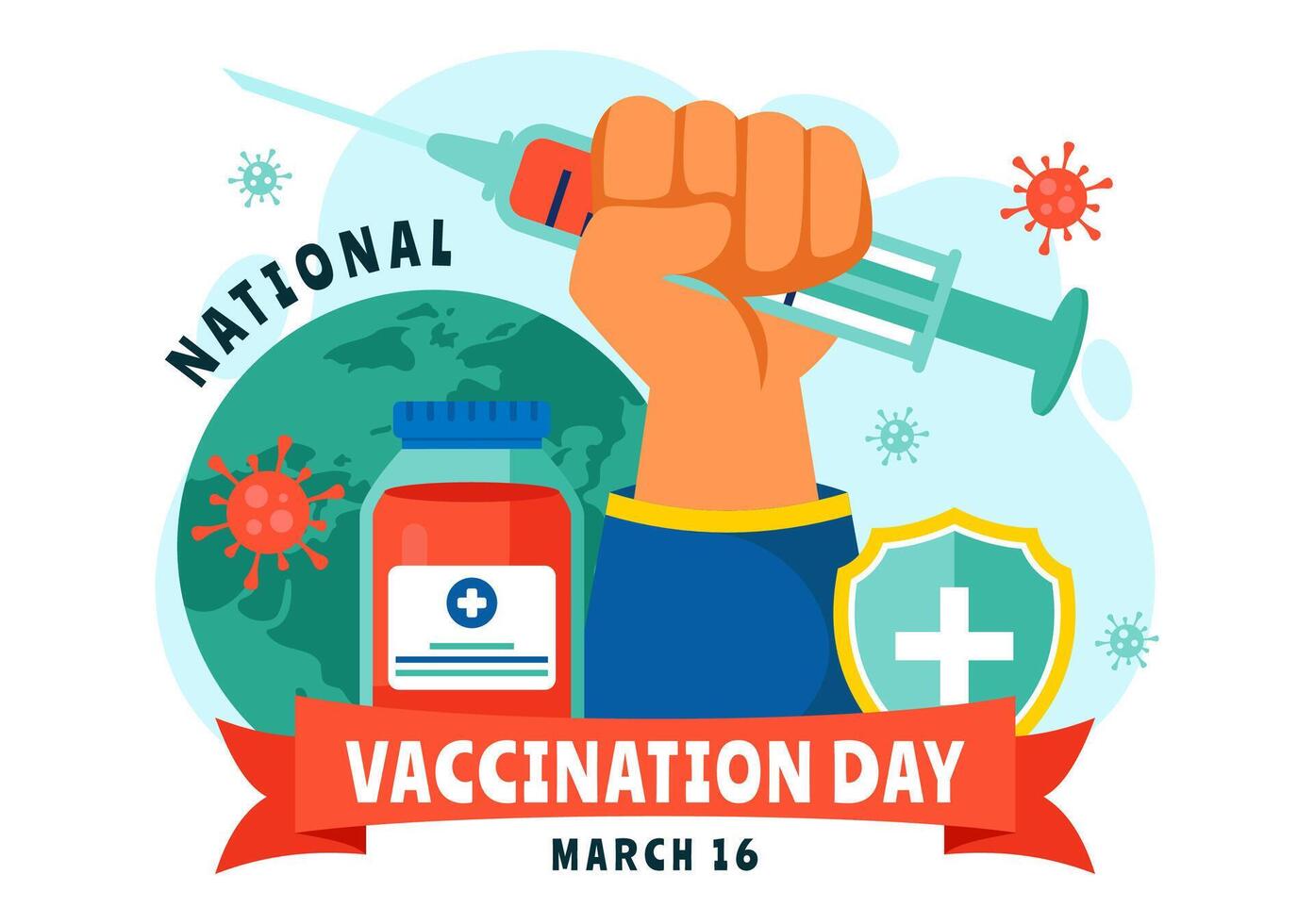 Vaccination Day Design Featuring Syringe and Immunity Awareness vector