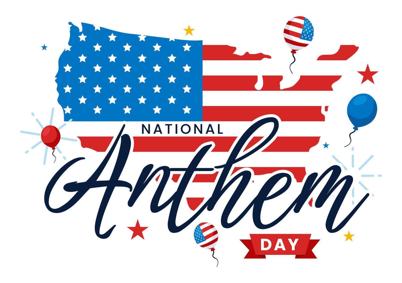 Illustration of National Anthem Day on March 3 Featuring USA Flag and Patriotic Elements vector