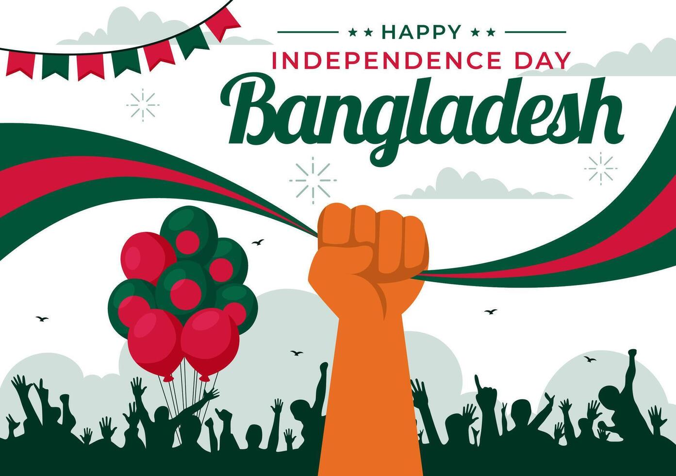 Flat Style Illustration for Bangladesh Independence Day with a Flag and Monument vector