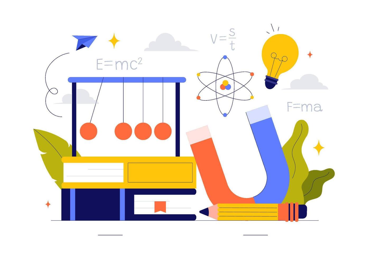 Light Waves and Forces Exploration Illustration in Physics Education vector