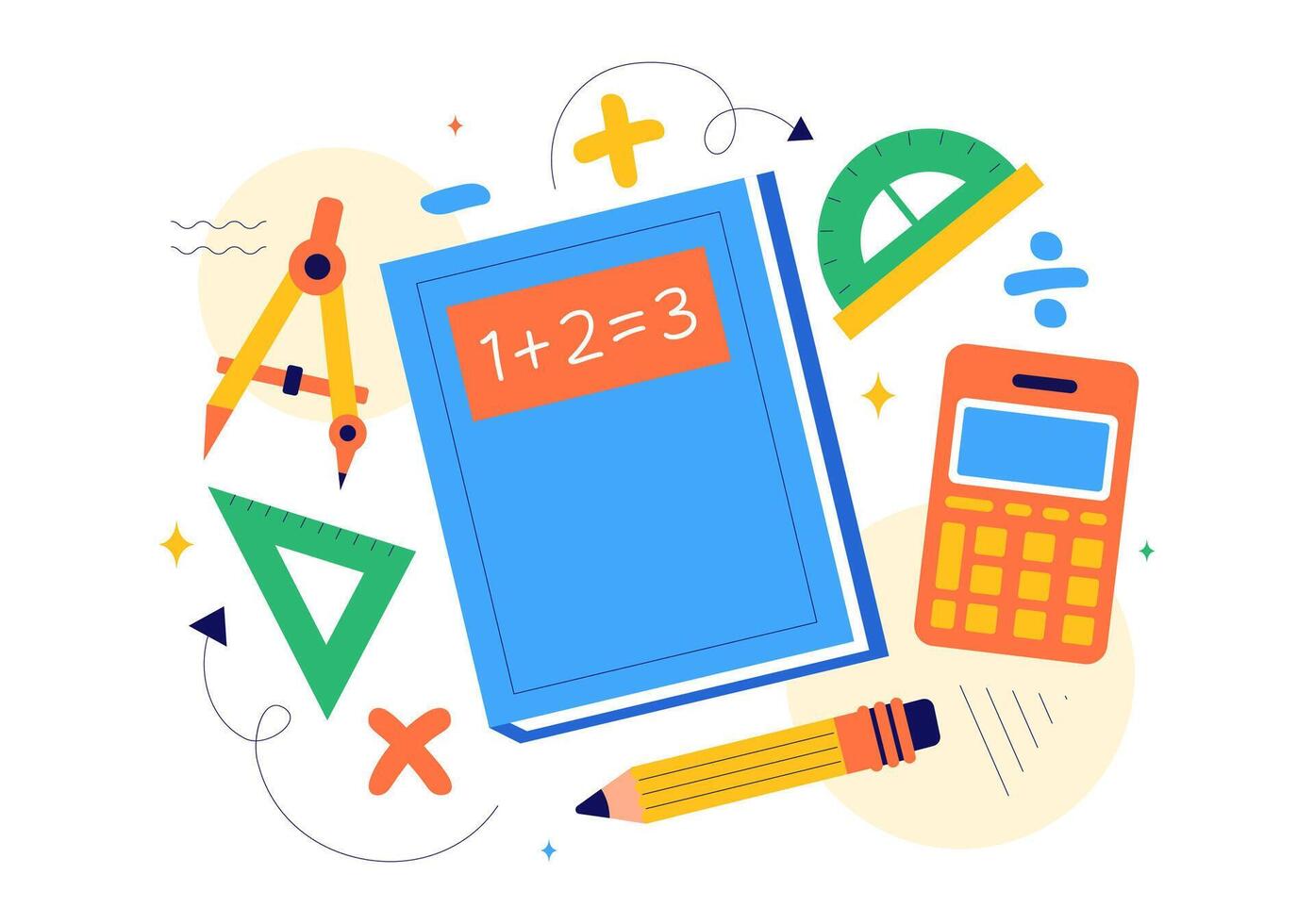 Mathematics Study Tools Illustration with School Supplies and Math Symbols in the Background vector