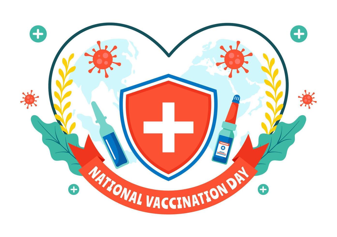 Illustration for National Vaccination Day with Syringe and Health Care Theme vector