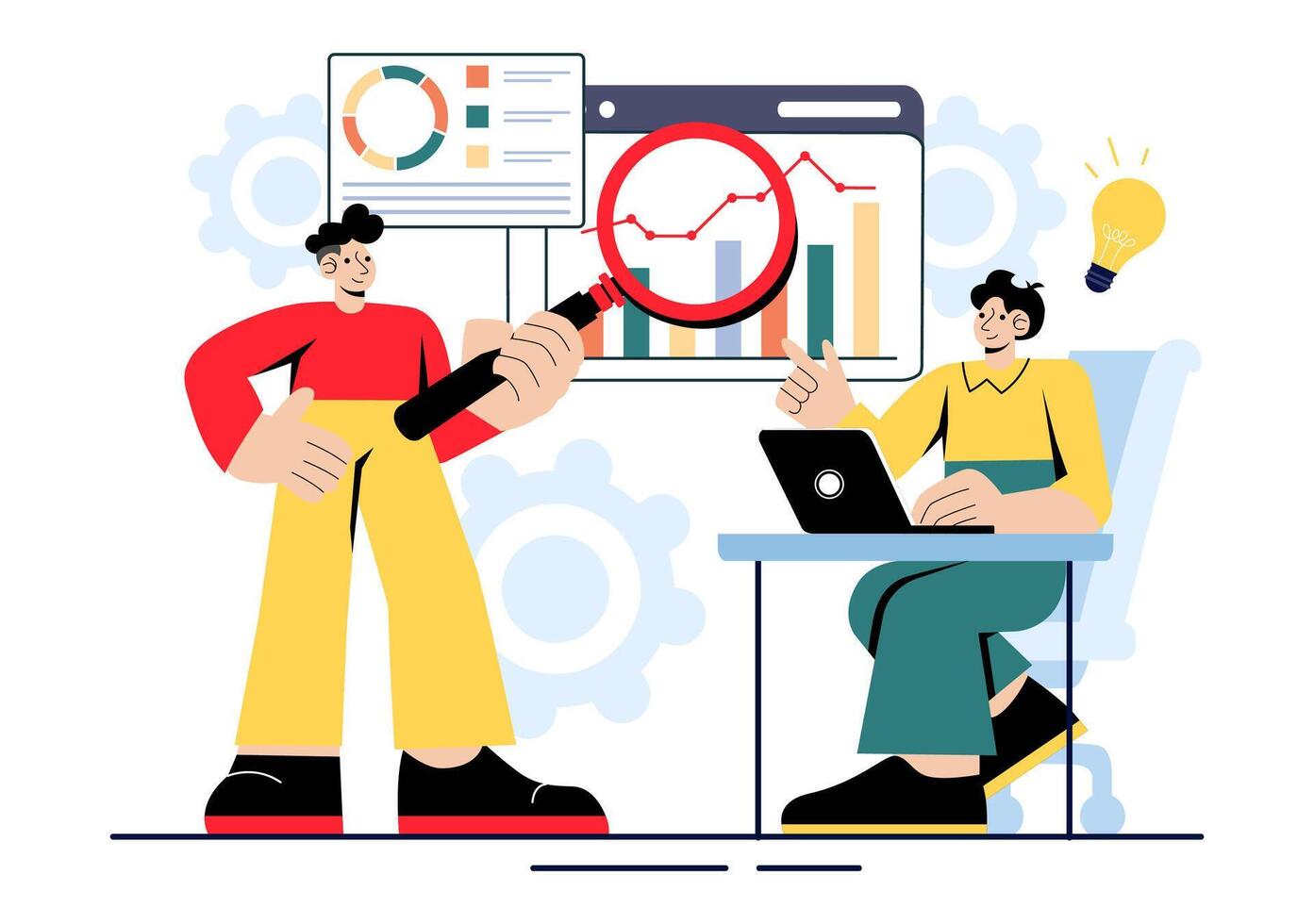 Business Leadership and Team Management Illustration in a Flat Style Background vector