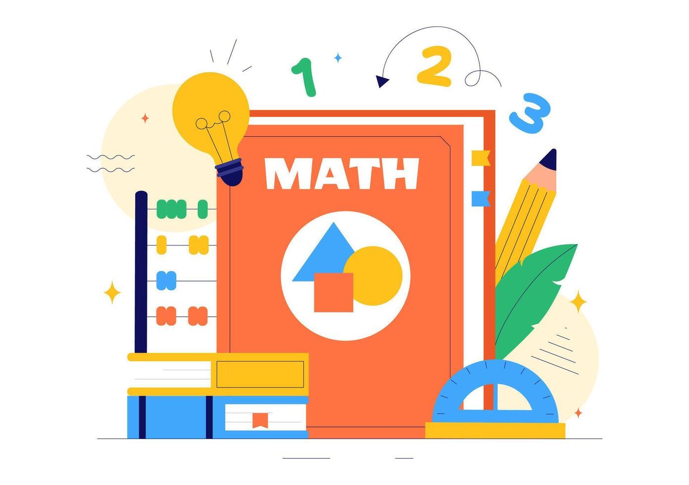 Mathematics Classroom Illustration Featuring Supplies and Mathematical Equations in a Flat Background vector