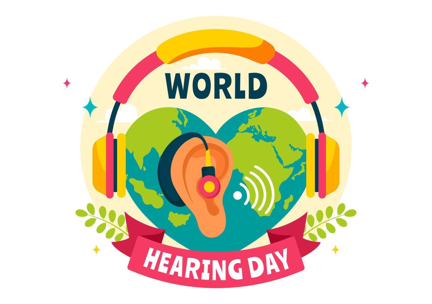 Flat Style Healthcare Illustration for World Hearing Day on March 3rd vector
