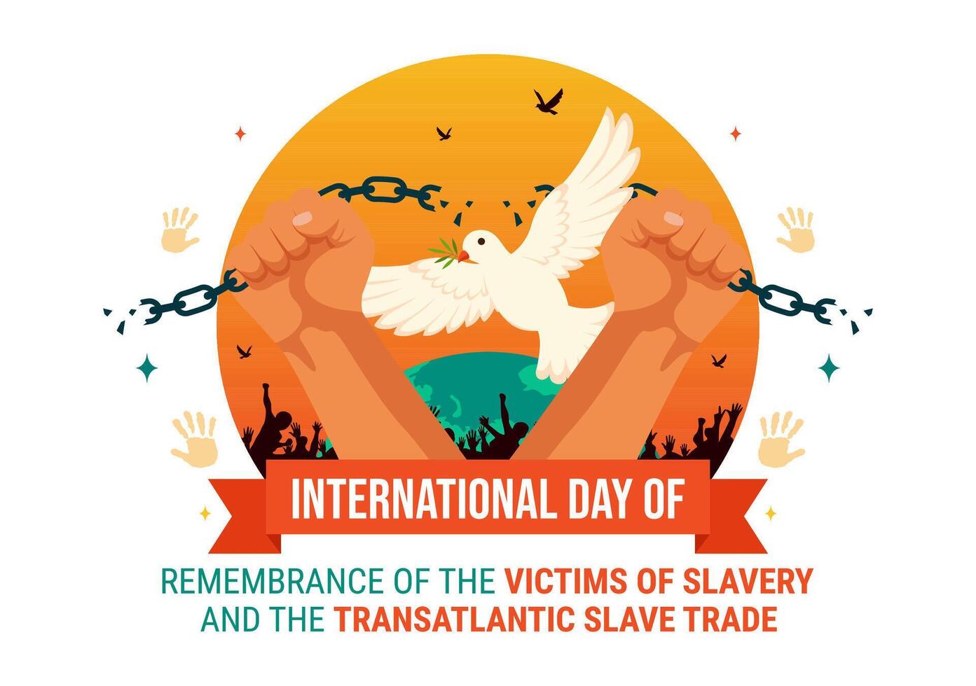 Handcuffs Breaking to Represent Freedom in Slavery Victims' Remembrance Day vector