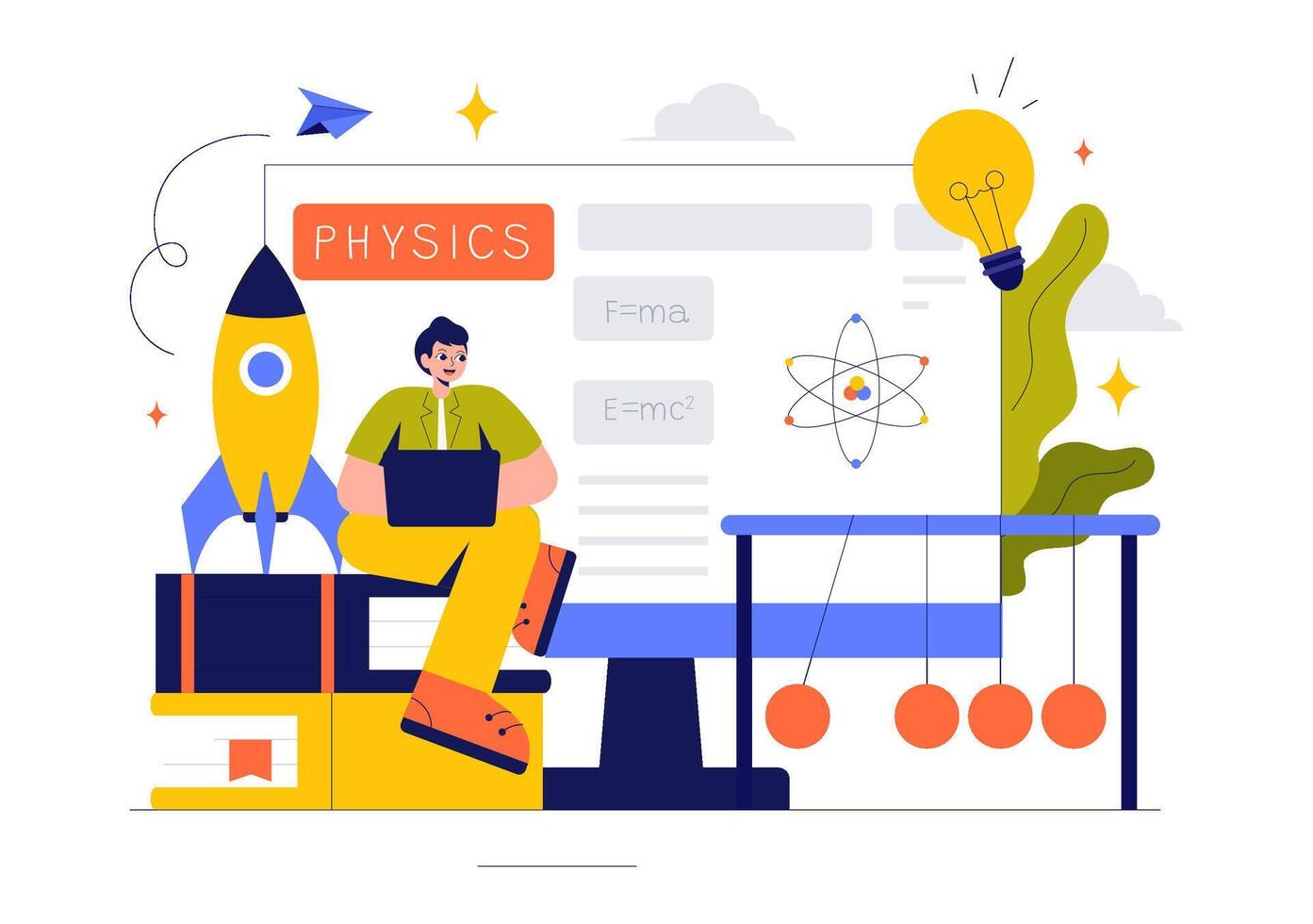 Physics and Technology Learning Illustration with Focus on Energy and Waves vector