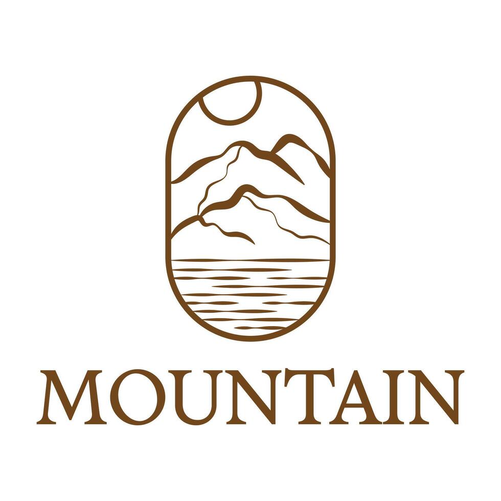 mountain flat minimalist logo design vector