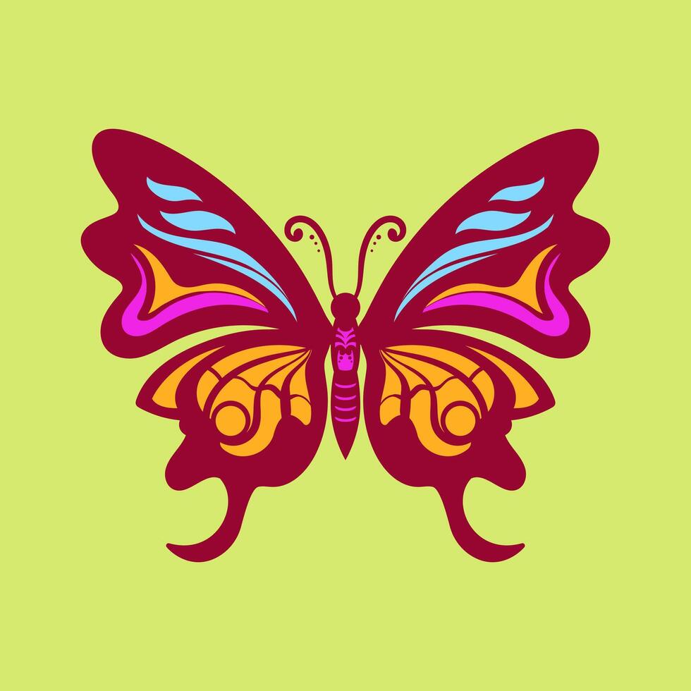 Beautiful butterfly with a colorful pattern on it. Abstract Butterfly Wings. Exotic Moth Decor Elegant Flying Insect. vector
