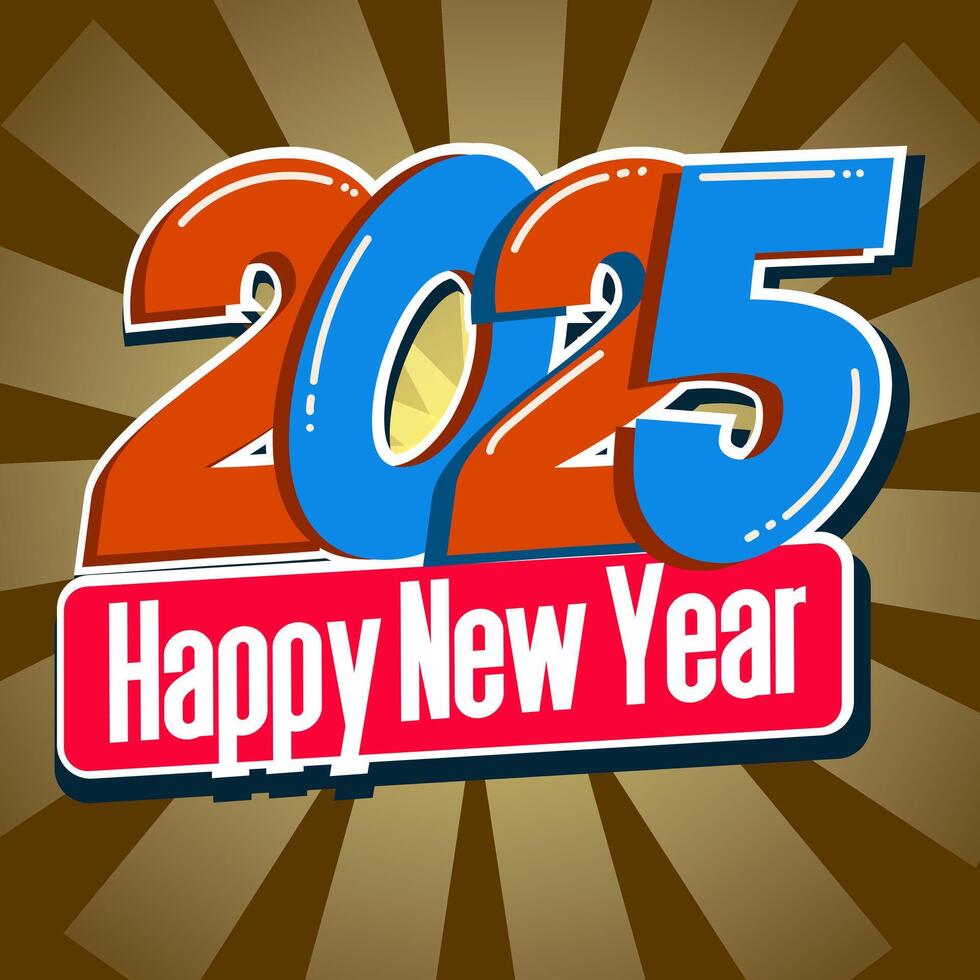 Typography 2025 Happy New Year card, poster, banner and card design vector