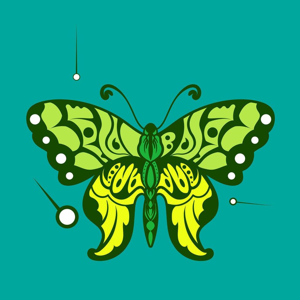 Green Abstract Butterfly Wings Elegant Flying Insect Exotic Moth Decor colorful blue gradient butterfly with a pattern on it. vector