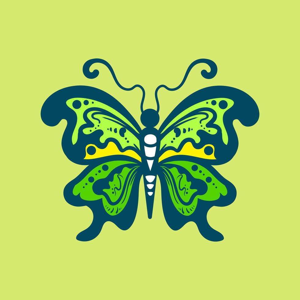 colorful butterfly with a colorful pattern on it. Abstract Butterfly Wings. Exotic Moth Decor Elegant Flying Insect. vector