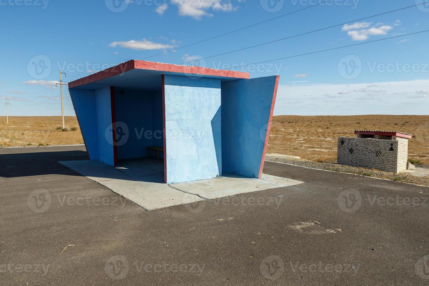 empty bus stop, waiting place for the bus photo