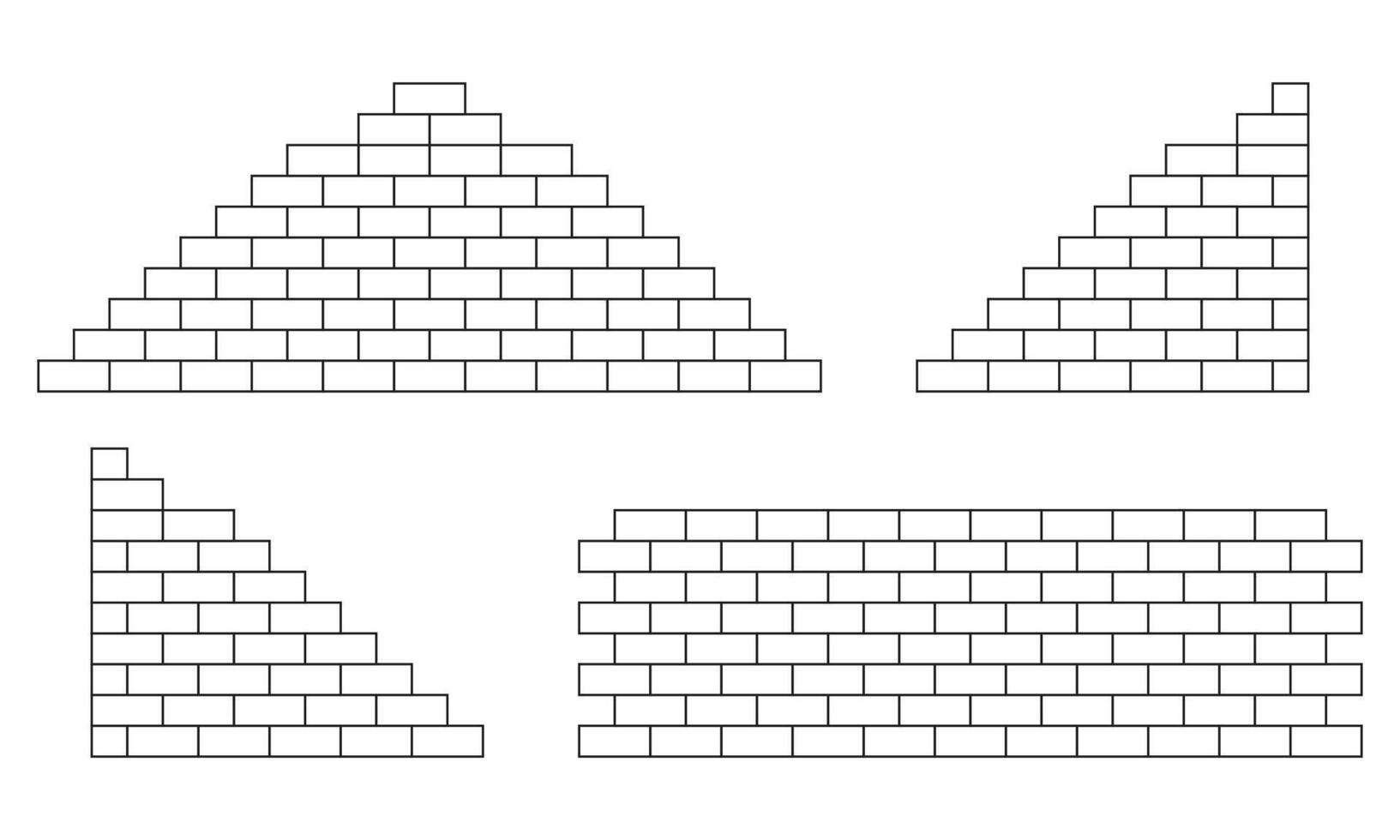 Geometric patterns resembling brickwork. Brick icons illustration wall designs. Editable. vector