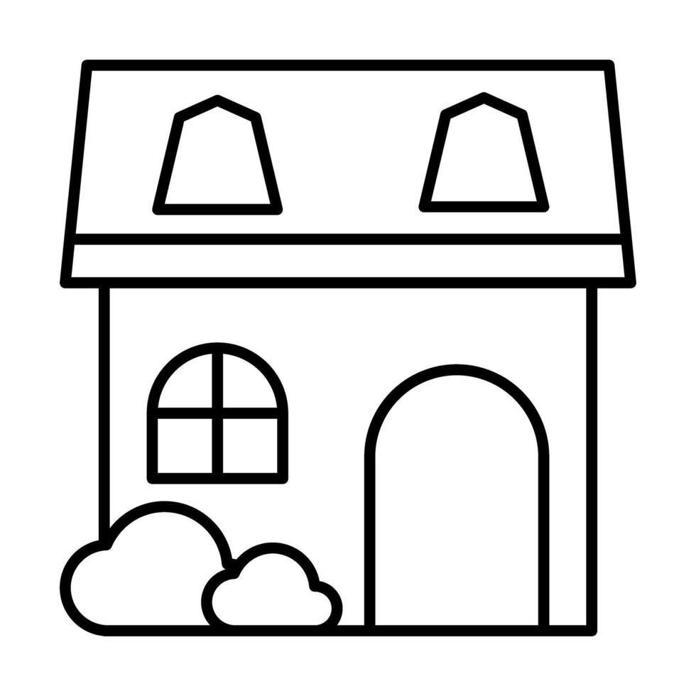 House Architecture of Building Construction Outline Icons vector