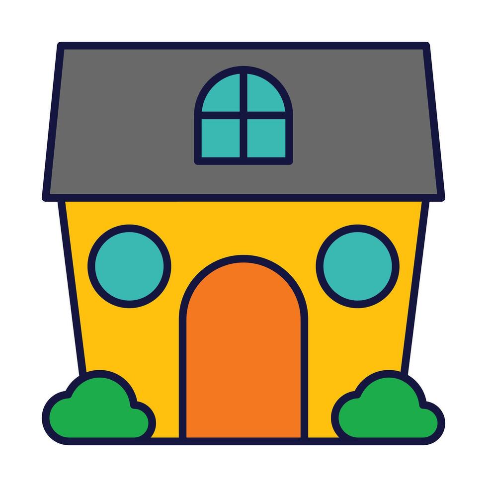 House Architecture of Building Construction Filled Icons vector