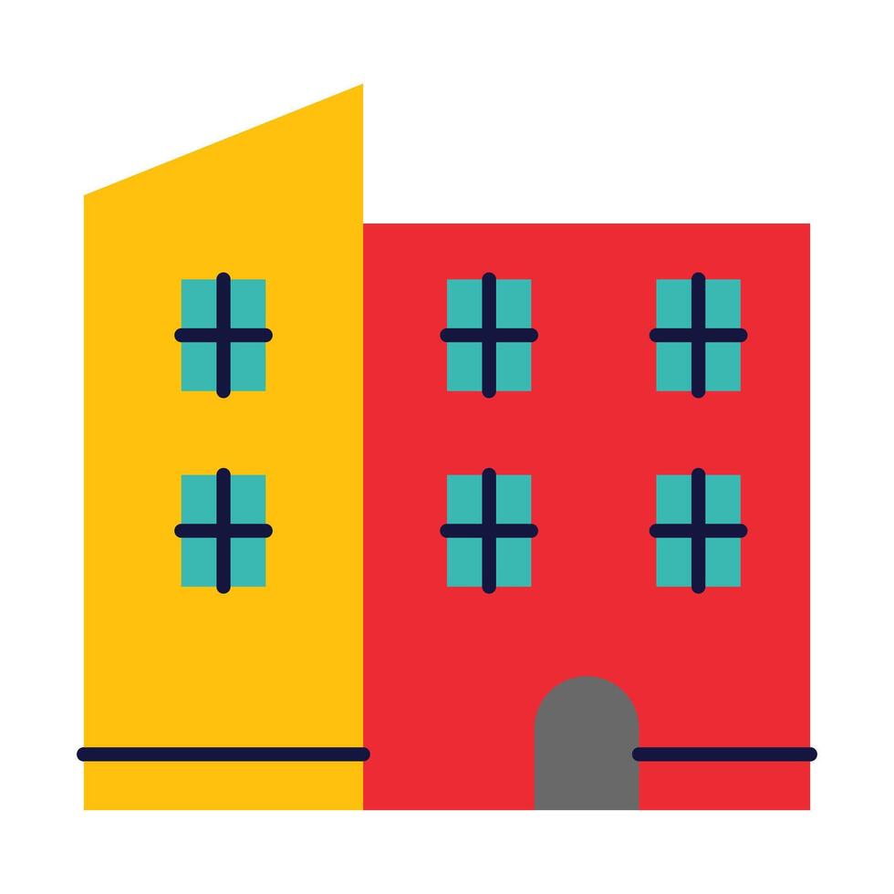 House Architecture of Building Construction Flat Icons vector
