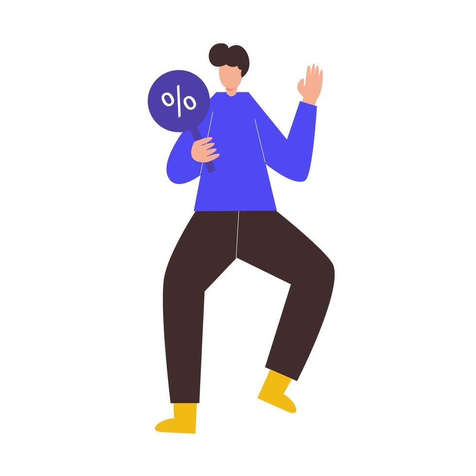 Illustration of a man doing a promotion in front of people vector