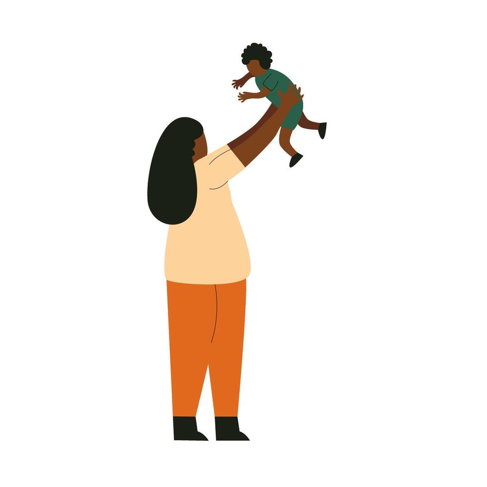 illustration of a woman sitting playing with a kids vector