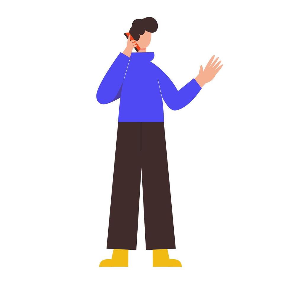 Illustration of a man standing on the phone vector