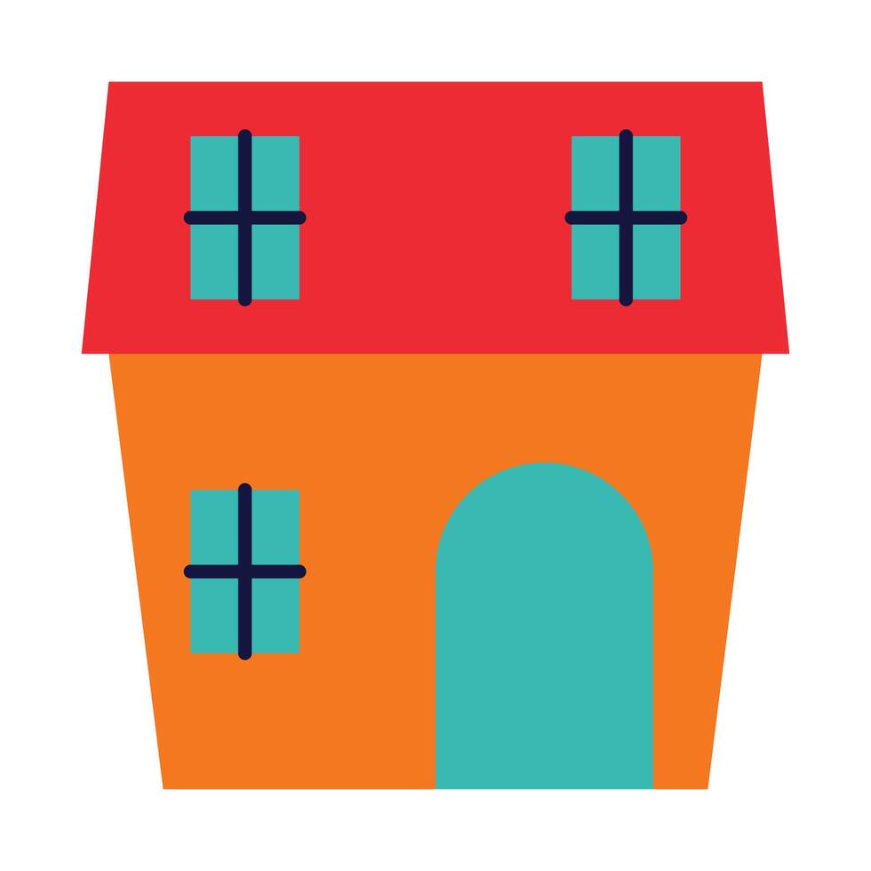 House Architecture of Building Construction Flat Icons vector
