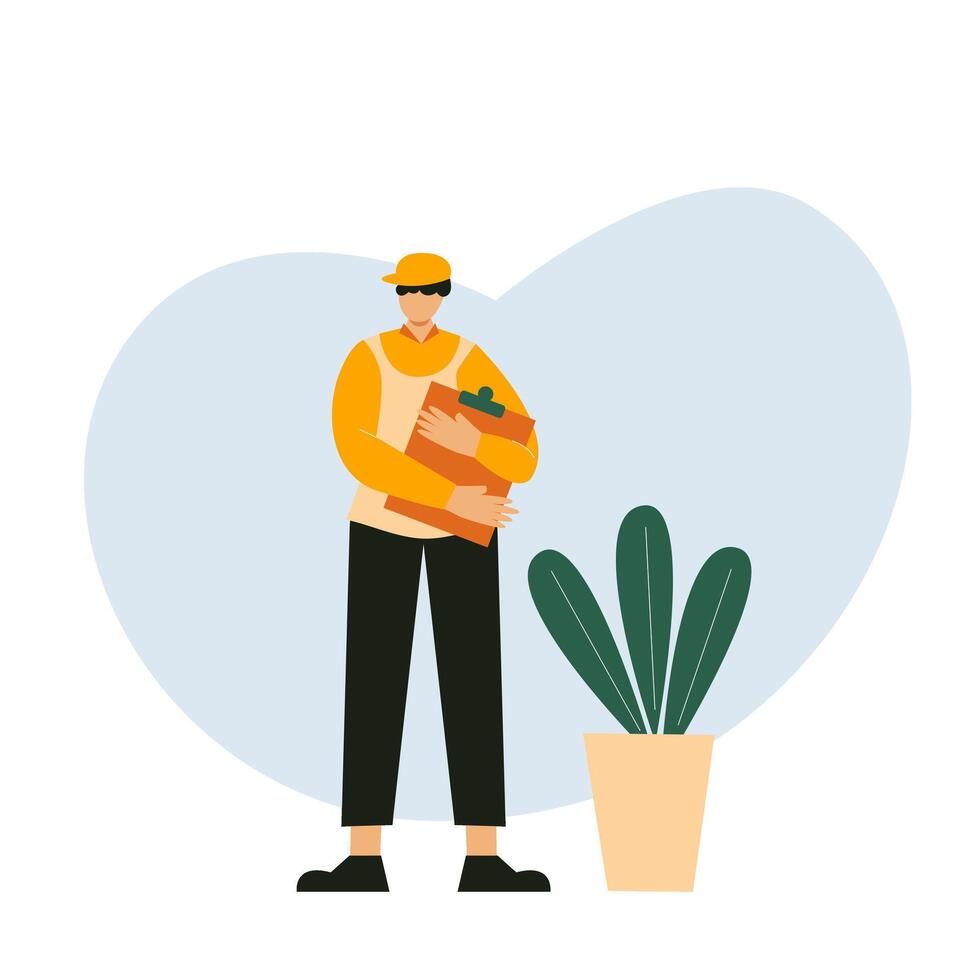 Illustration of a man checking stock while standing vector