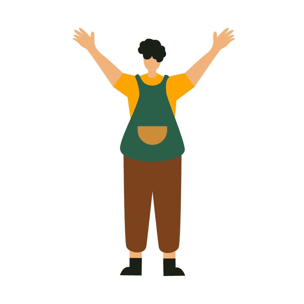 illustration of a man standing and waving his hand vector