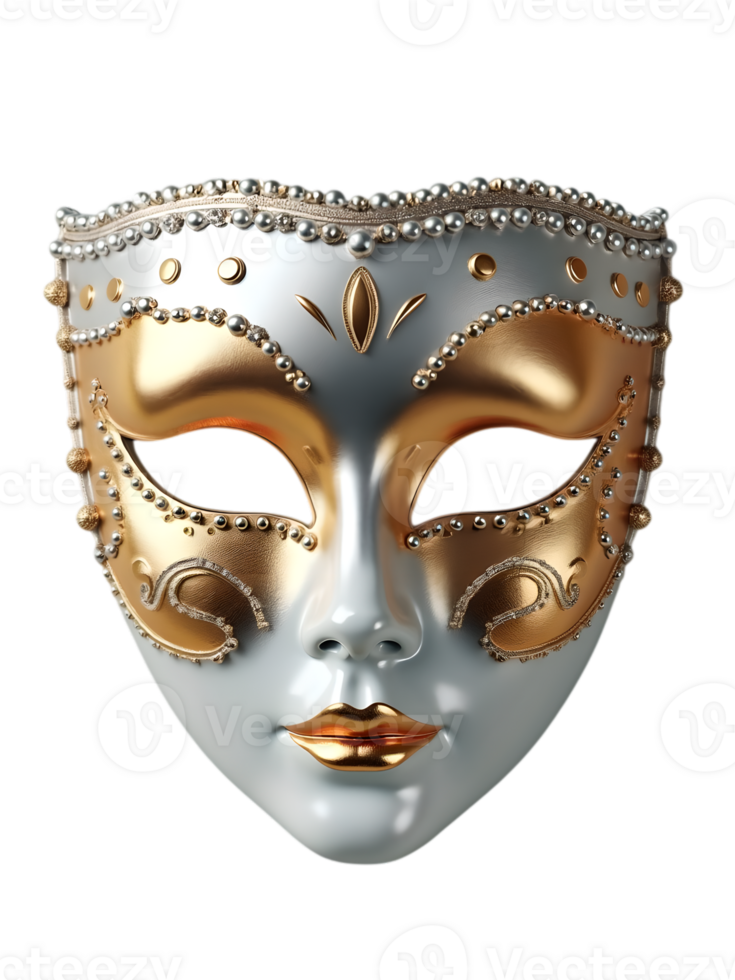 beautiful festival celebration mask with gold and silver. png