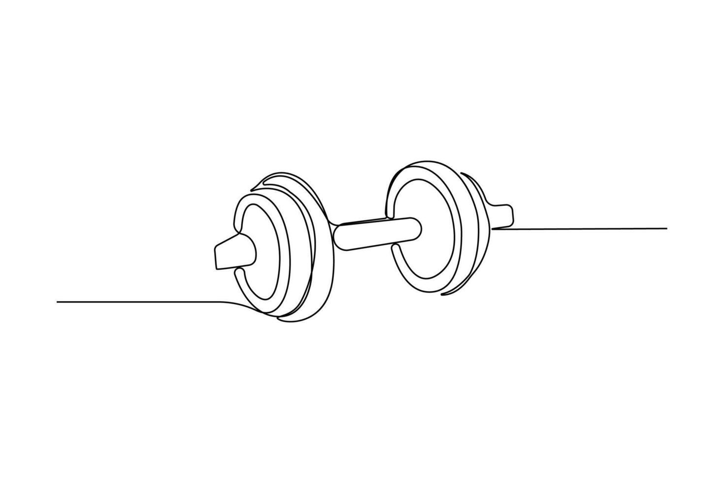 Simple hand-drawn dumbbell line art drawing. Gym equipment concept outline . vector