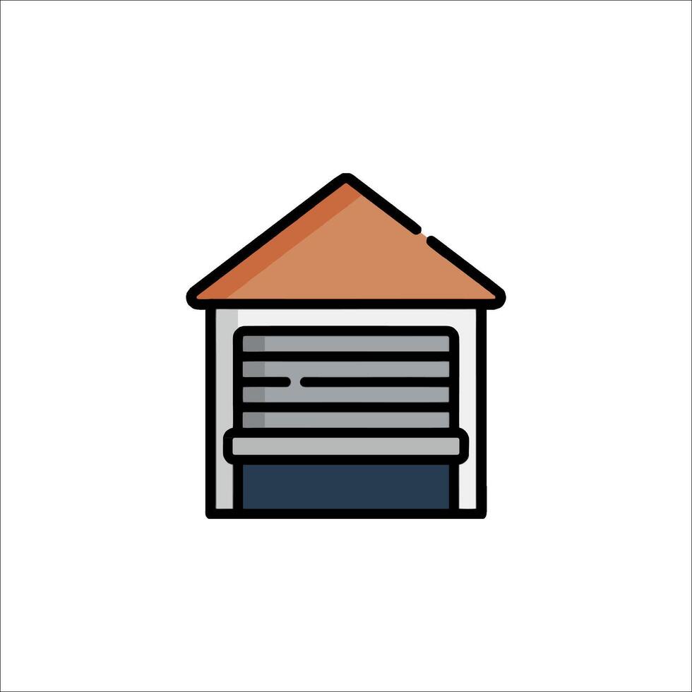 A house with a roof and a garage icon vector