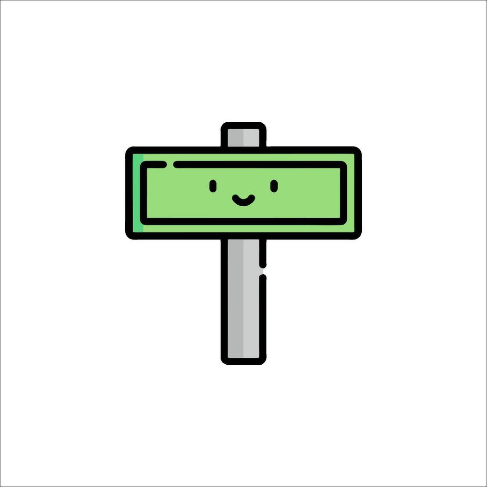 A green sign with a smiley face on it vector