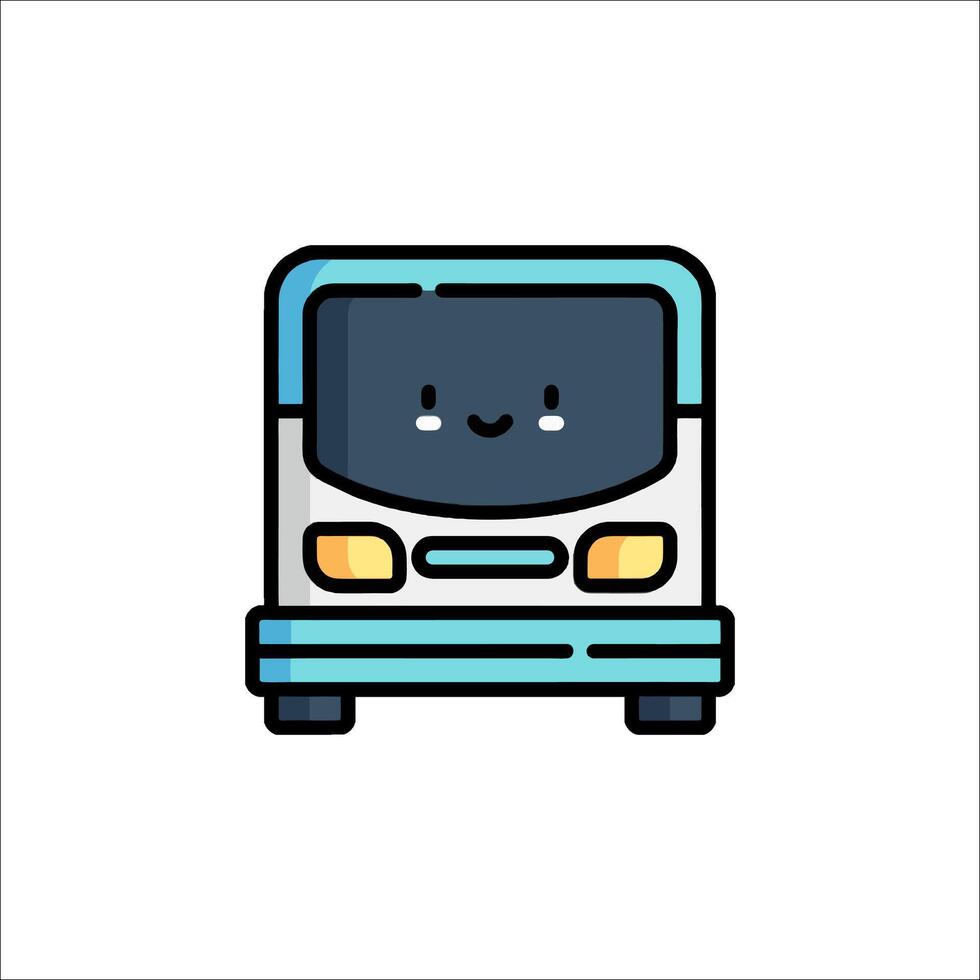A cartoon bus icon with a smiley face vector