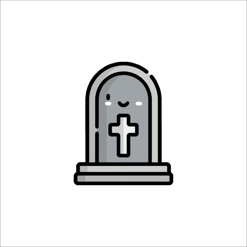 A cartoon graveyard with a cross on top vector