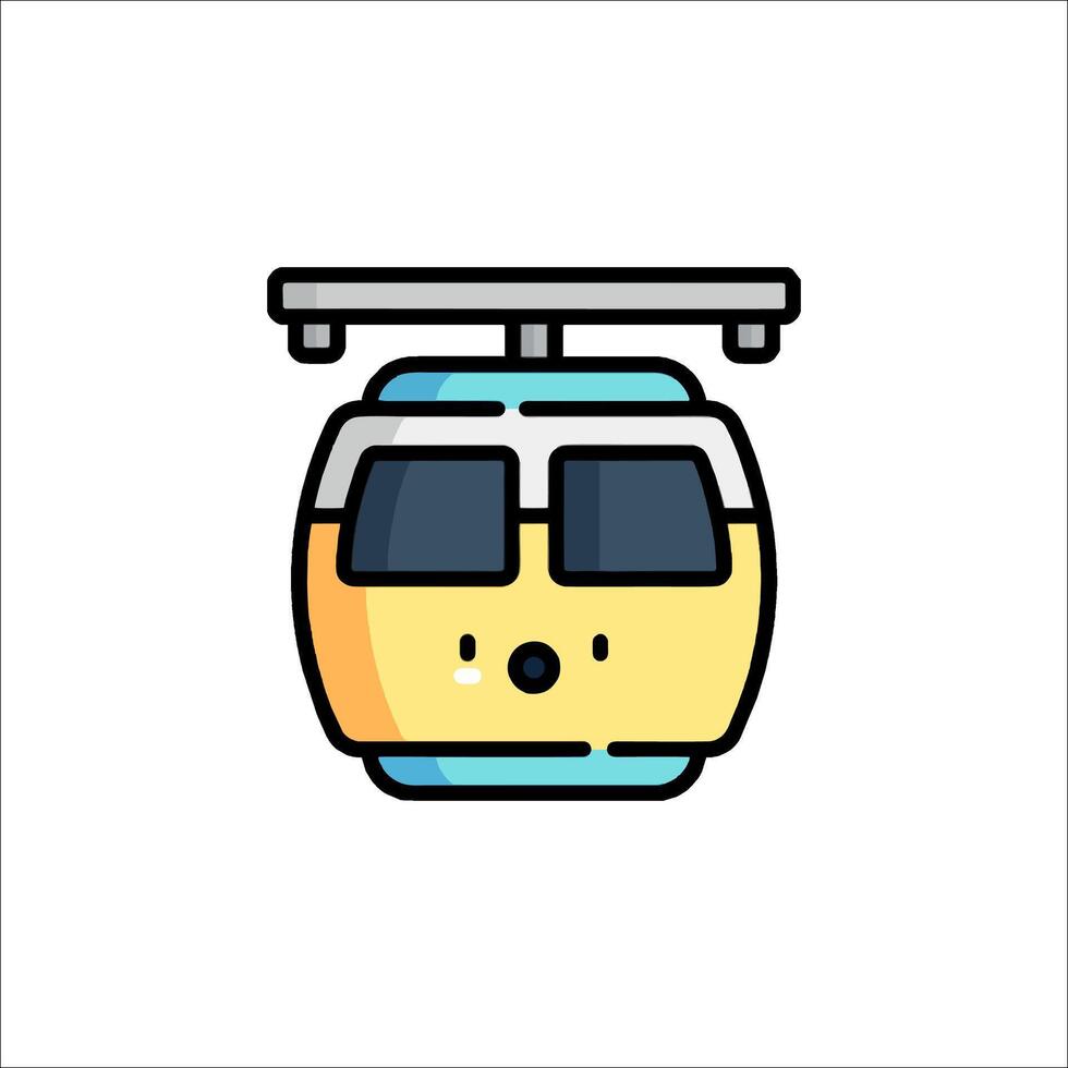 A yellow cable car icon with a face vector