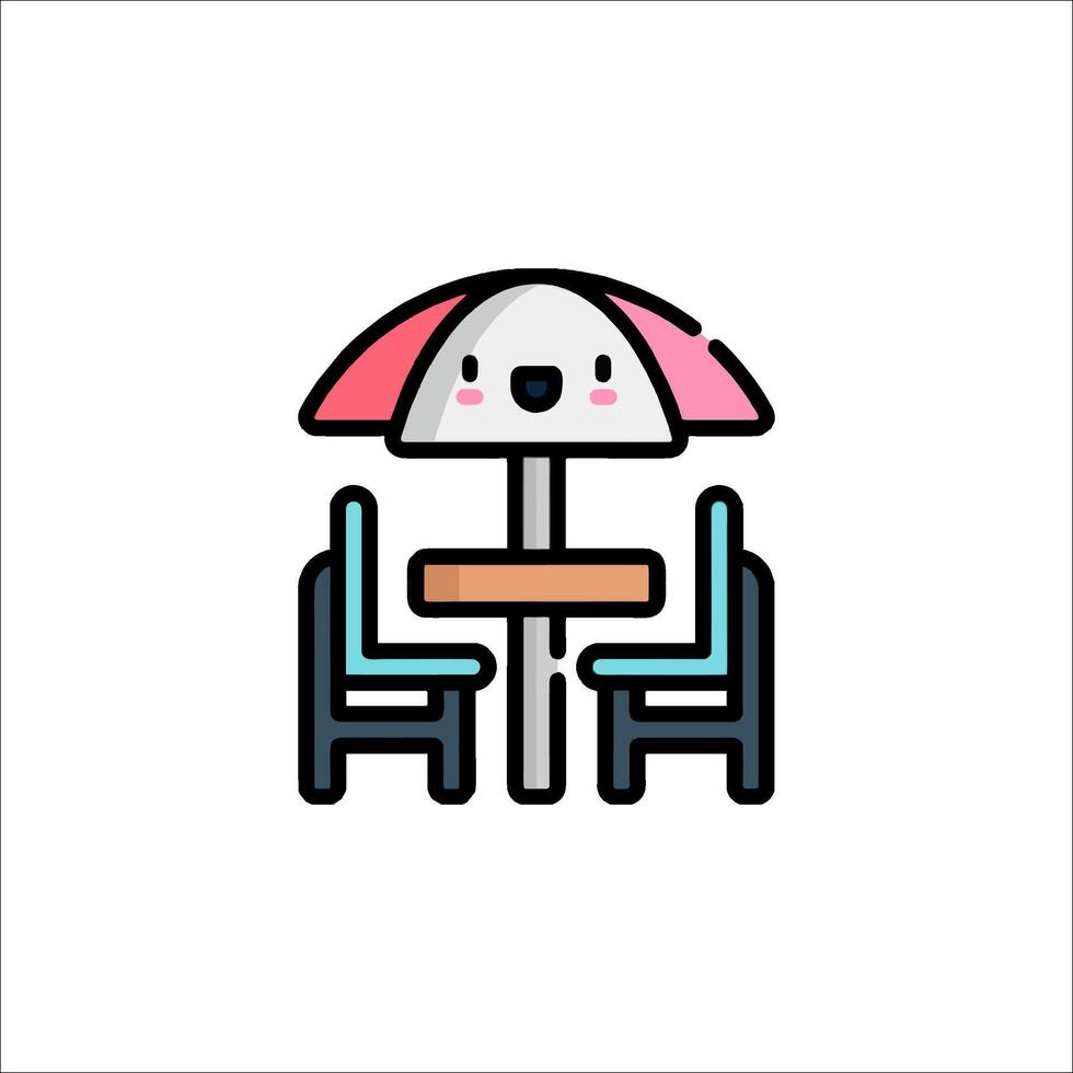 A cute little umbrella and chair under an umbrella vector