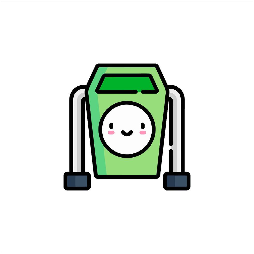 A green and white cartoon character with a smile on its face vector