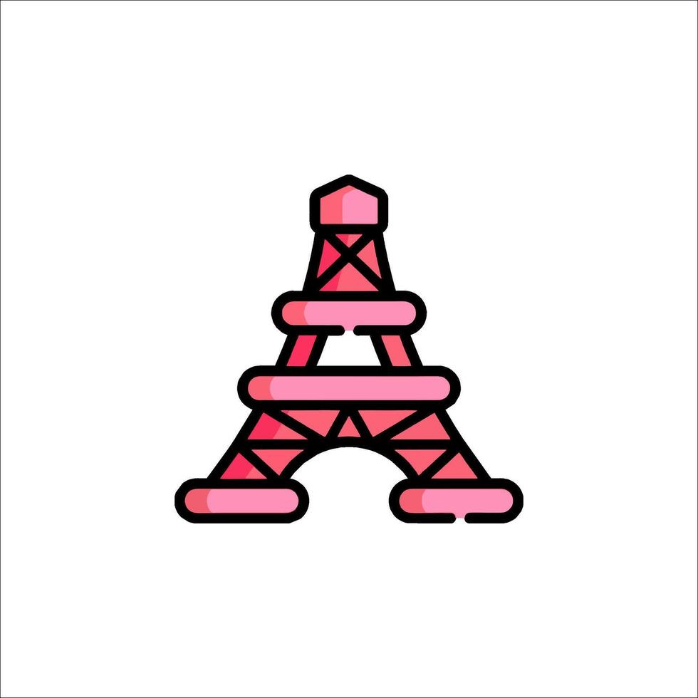 The eiffel tower is pink and has a pink outline vector