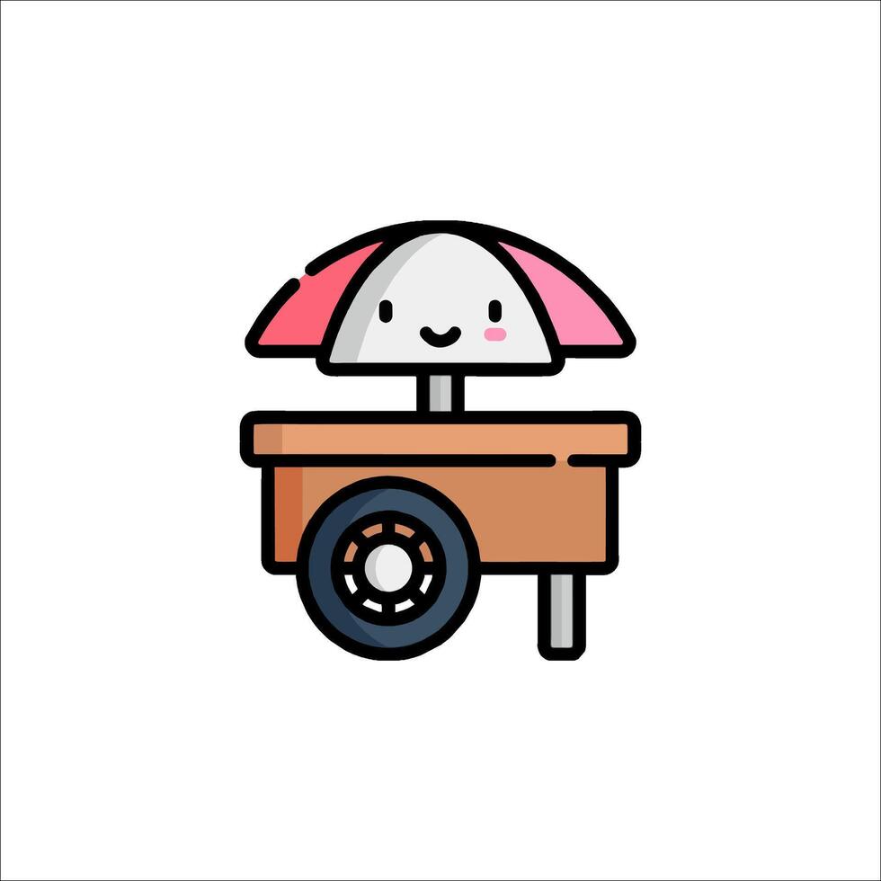 A cartoon ice cream cart with an umbrella on top vector