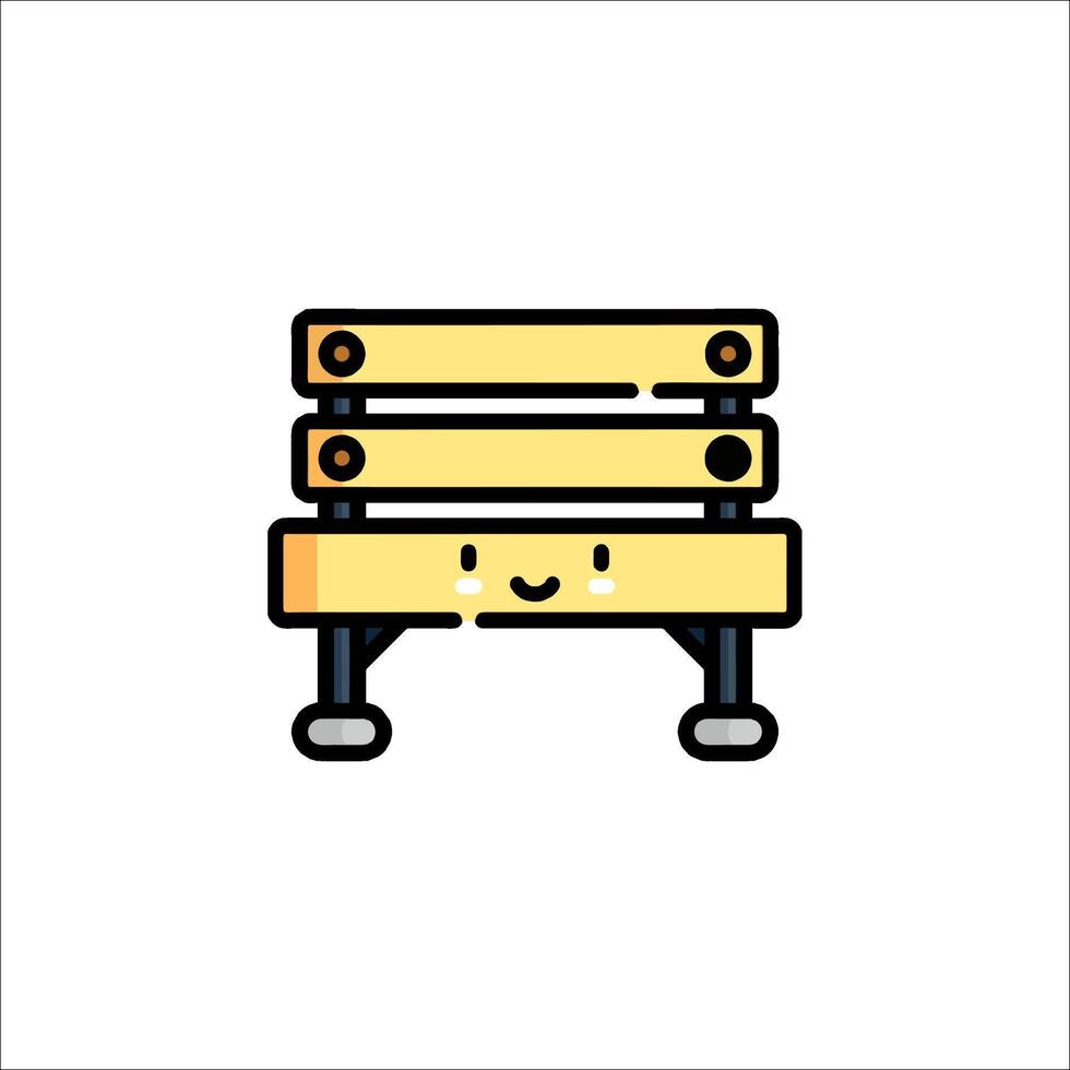 A cartoon bench with a smiley face on it vector