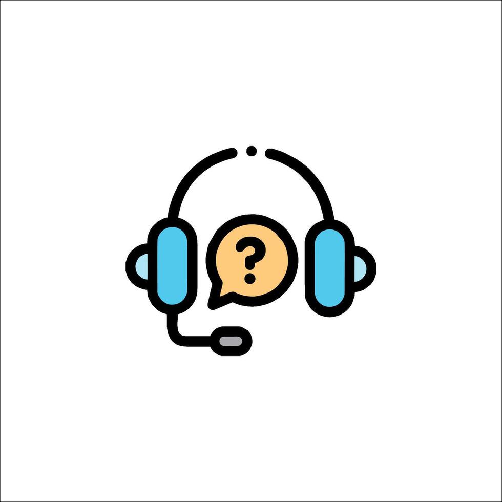 A call center icon with headphones and a question mark vector