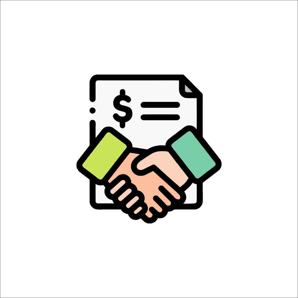 Handshake icon with a dollar sign vector