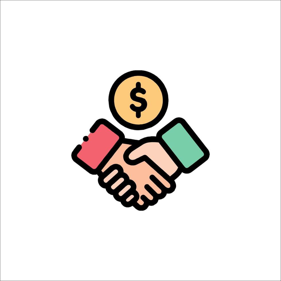Handshake icon with dollar sign vector